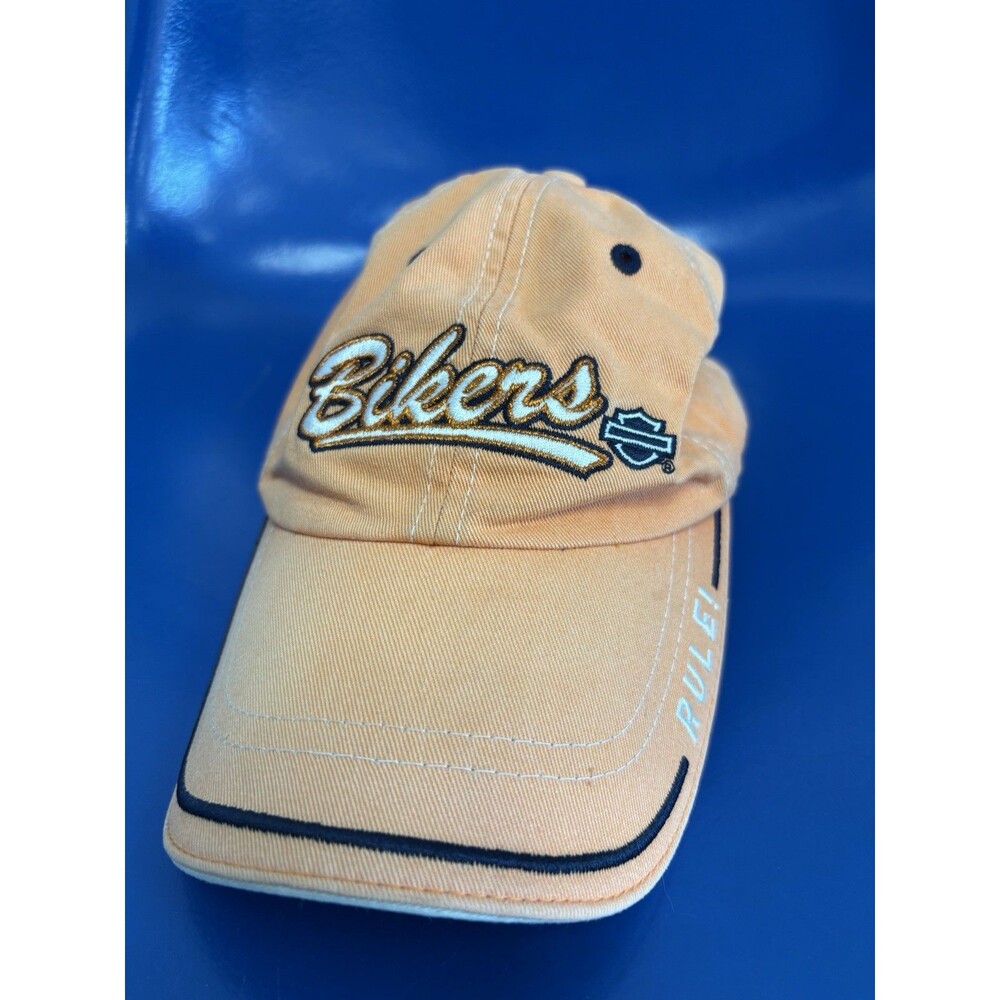 Harley-Davidson Embroidered Bikers Rule Orange Fitted Hat OSFM